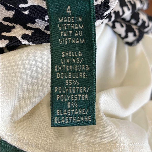 Lauren Ralph Lauren Houndstooth Faux Wrap Dress Black White Career Office Midi - Picture 11 of 11